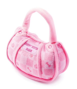 Pink Checker Chewy Vuiton Bag Dog Toy